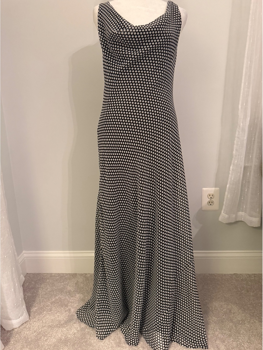 Zara Black & White Polka Dot Maxi Dress Size M